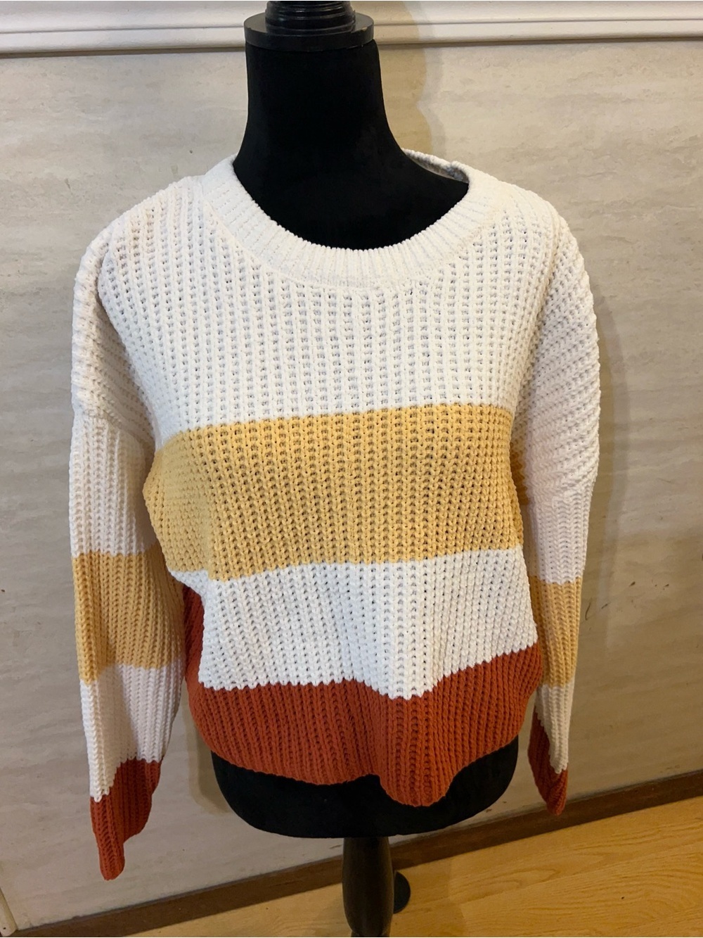 NWT-Cupcake Clothing Ltd. tricolor striped knit sweater.